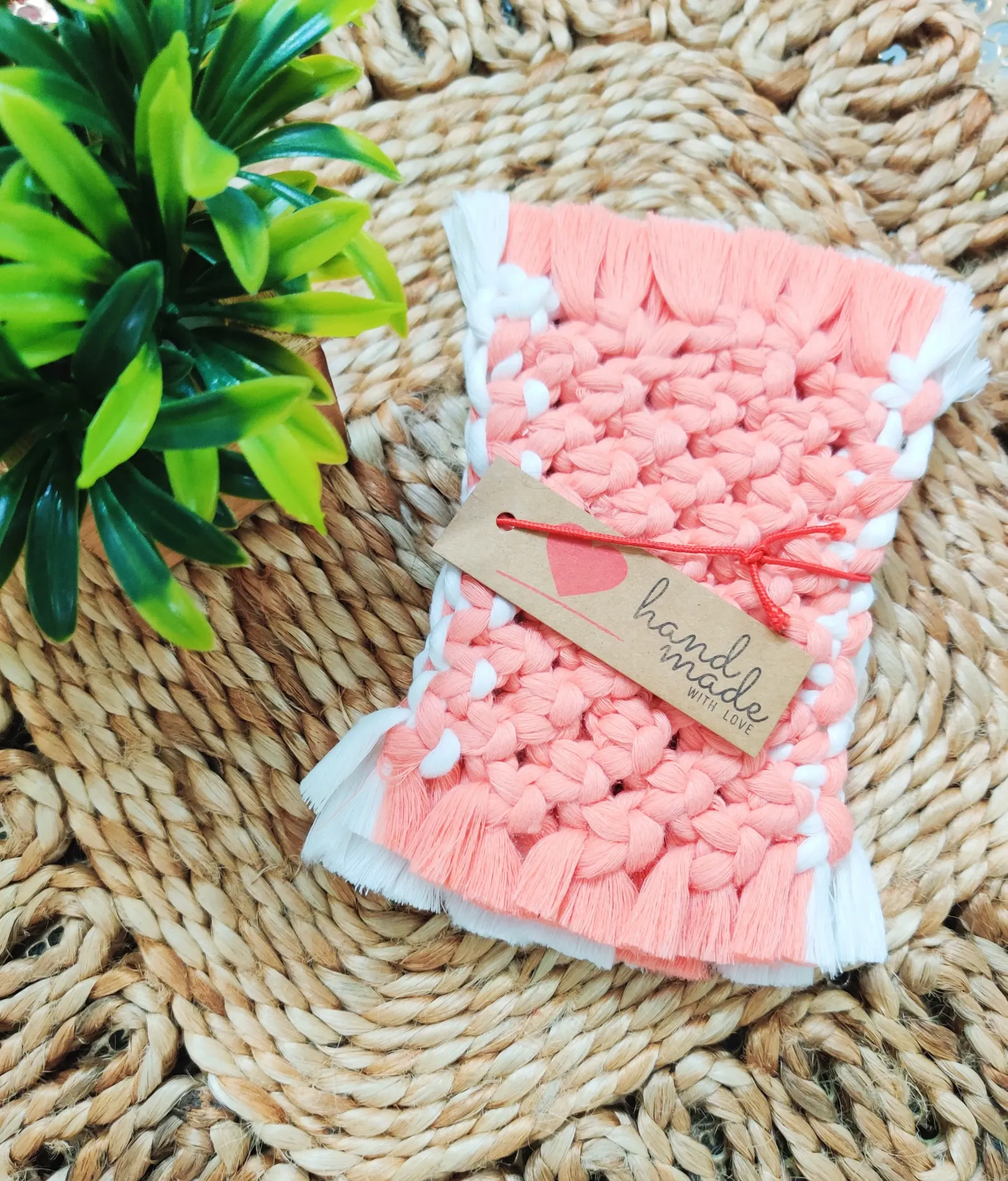 Coasters - Peach and White - Set of 2