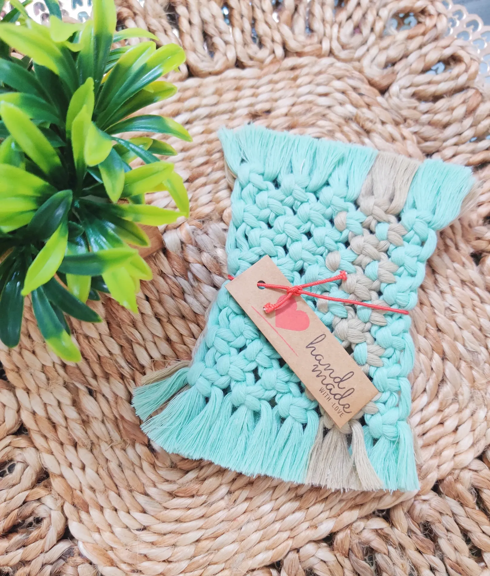 Coasters - Mint and Beige - Set of 2