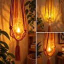 Bottle Glow Macrame Hanger - Yellow