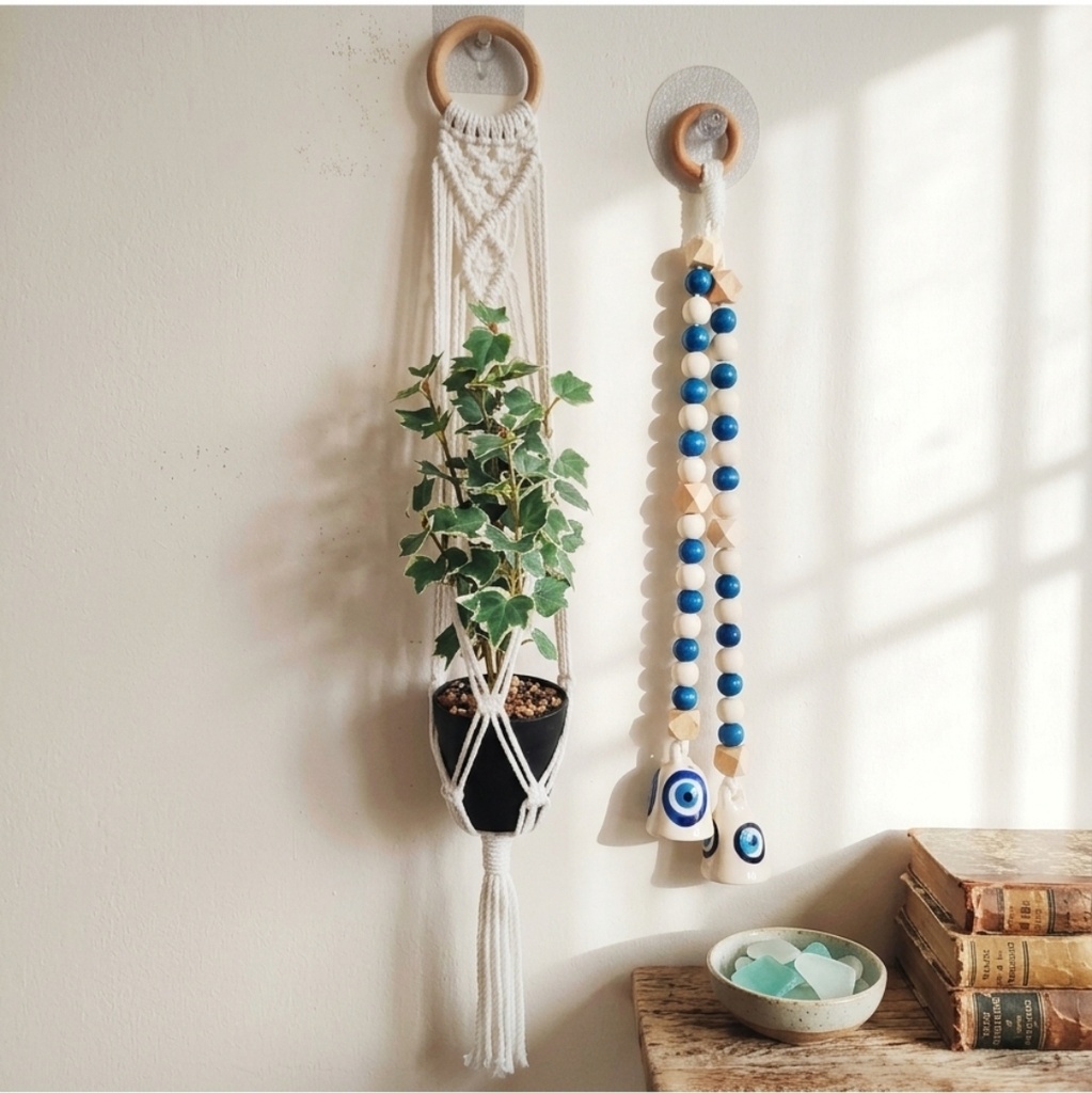 Plant Hanger & Beaded Evil Eye Bell - Combo