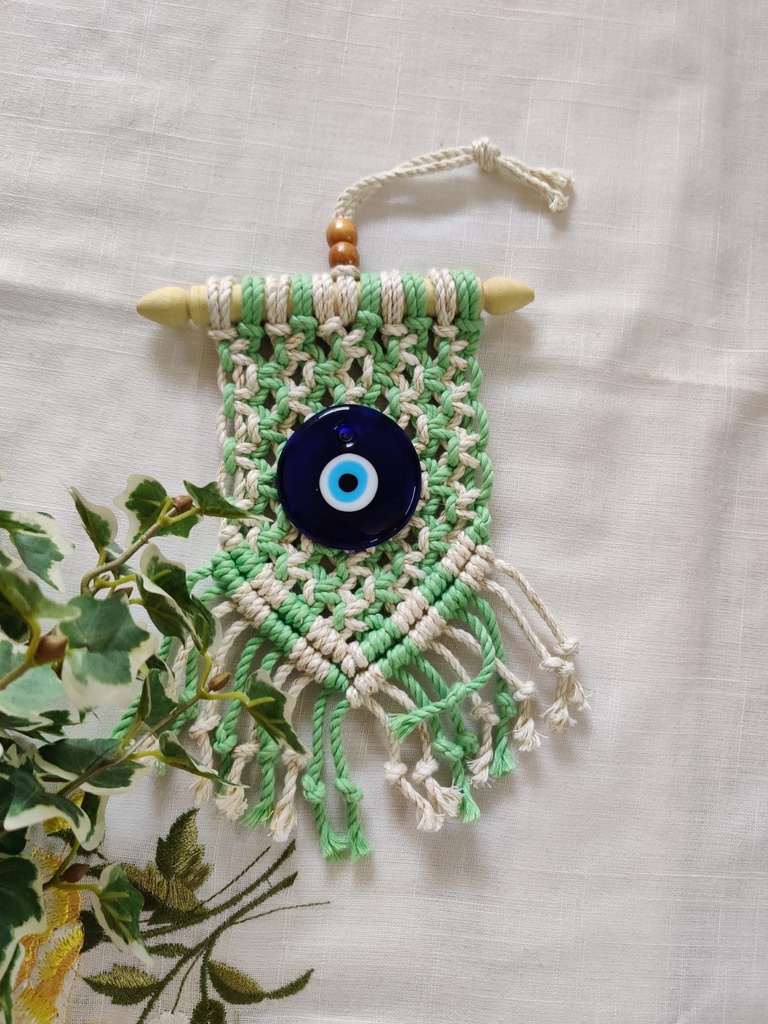 Evil Eye Door Hanging - Green and Golden White