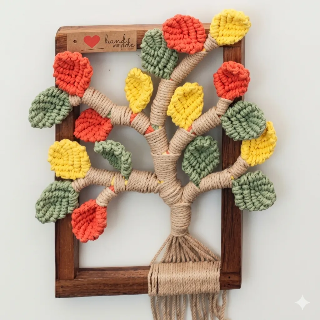 Leafy Wooden Wall Art - Yellow Green