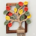 Leafy Wooden Wall Art - Yellow Green