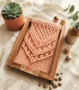Wooden Frame Macrame Wall Hanging- Peach Colour