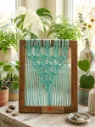 Wooden Frame Macrame Wall Hanging - Sea Green