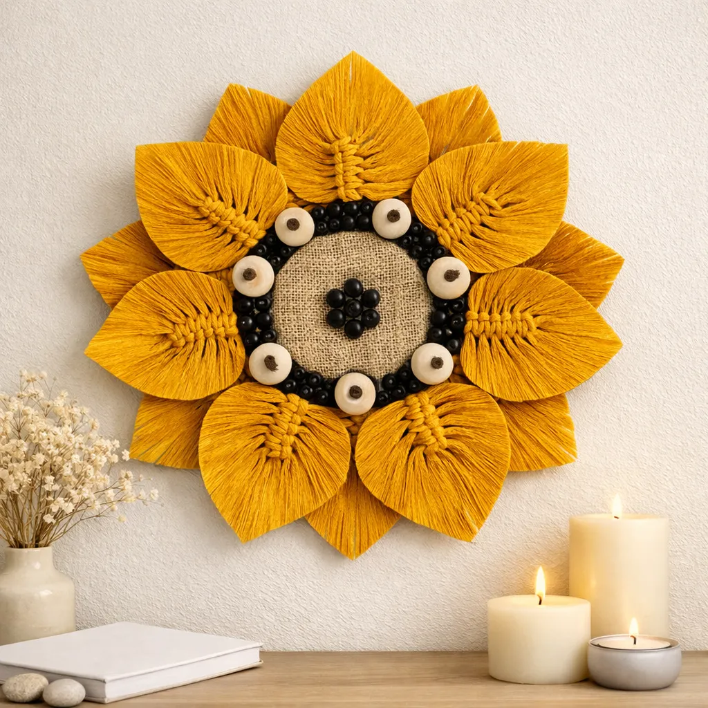 Mandala Macrame Flower - Mustard
