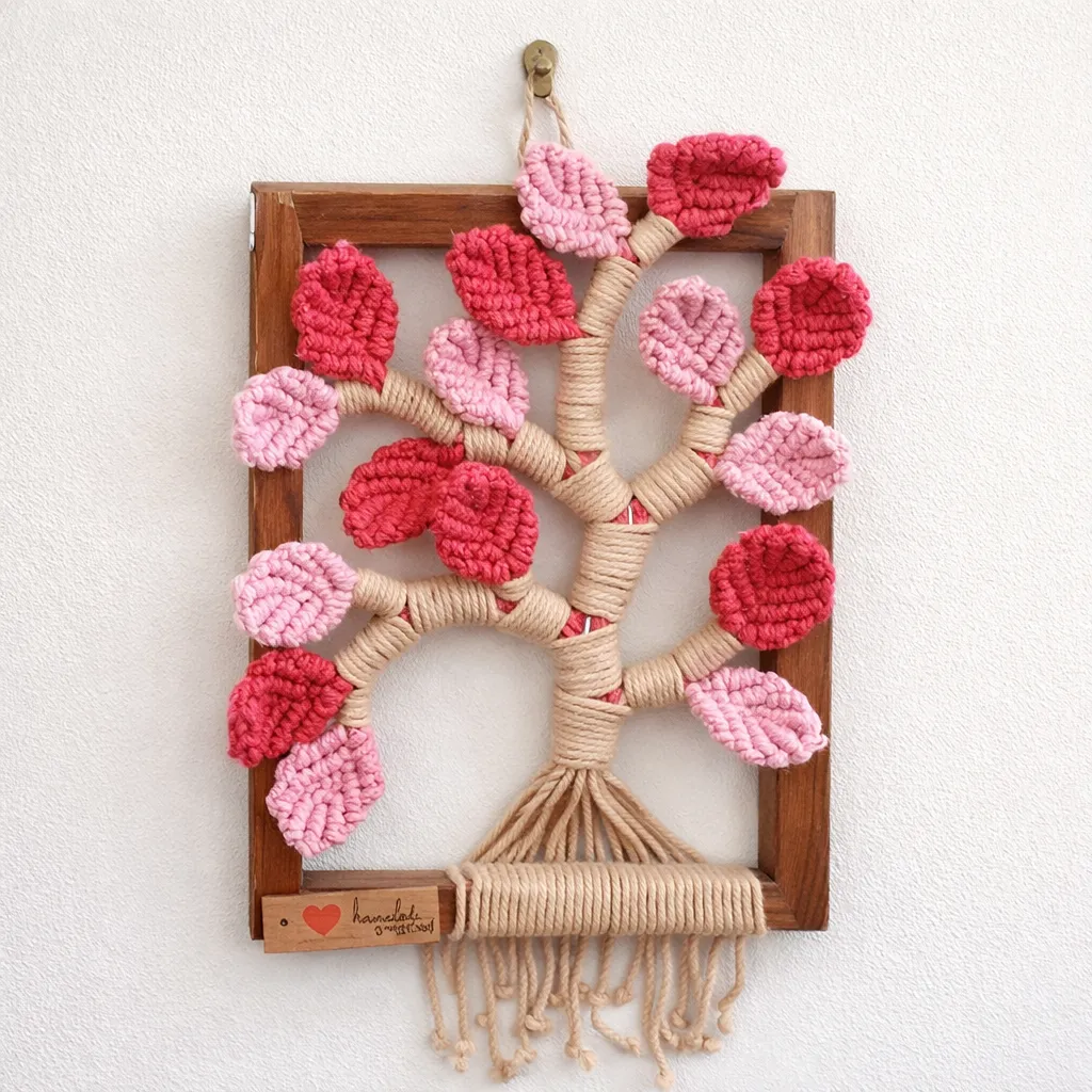 Leafy Wooden Wall Art - Pink
