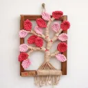 Leafy Wooden Wall Art - Pink