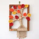 Leafy Wooden Wall Art - Orange