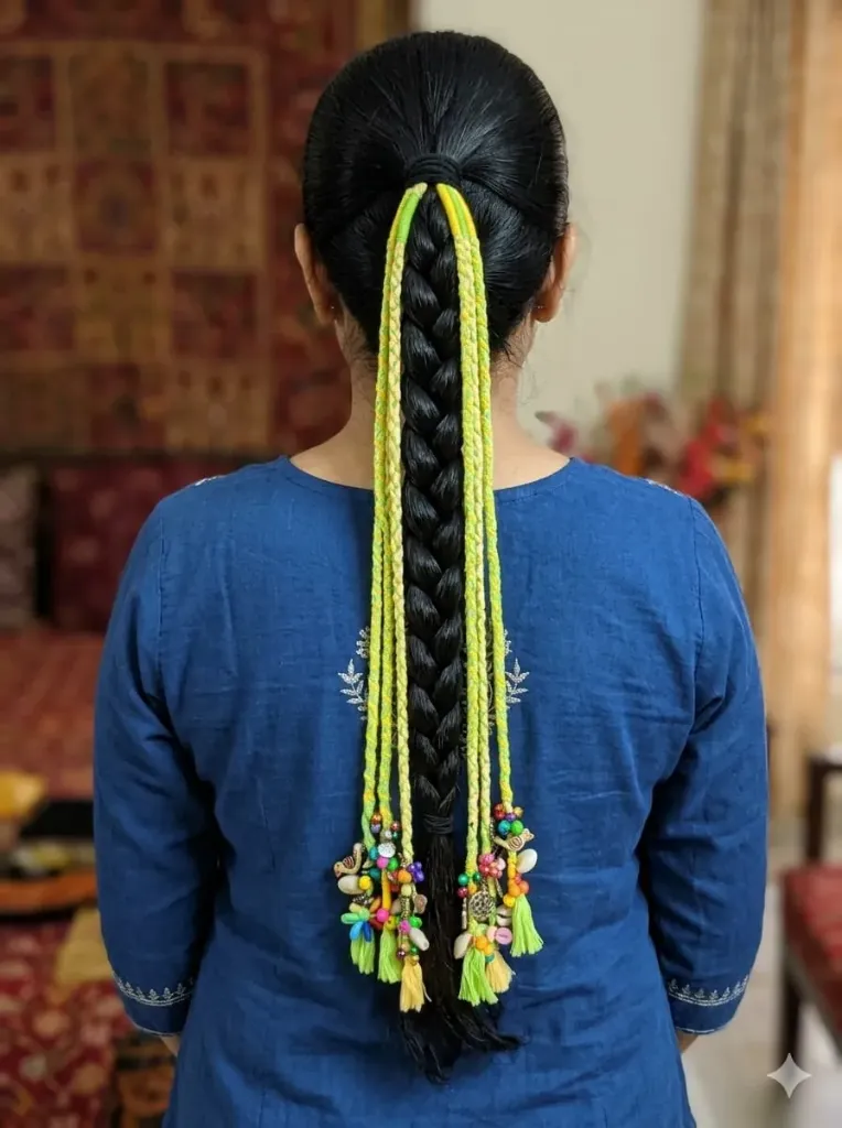 Green Parandi with Beads