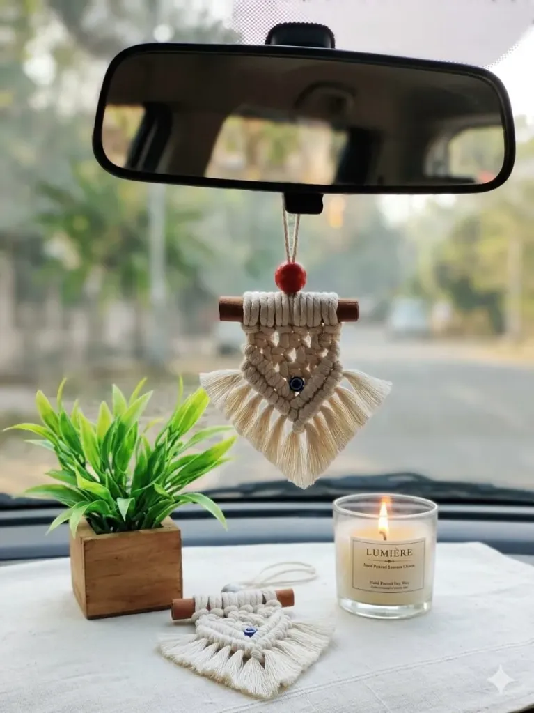 Cinnamon Stick White Car Charm (Evil Eye)