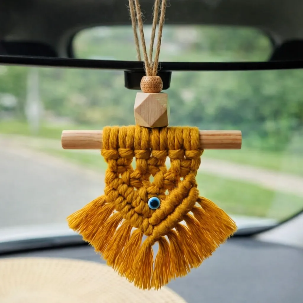 Mustard Car Charm (Geometric Bead)