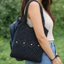 Black Macrame Hanging Bag