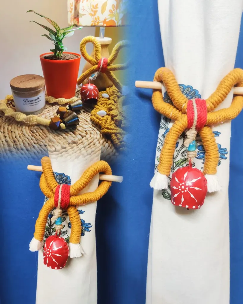 Bohemian Curtain Tieback – Handcrafted Rope Knot with Tassels