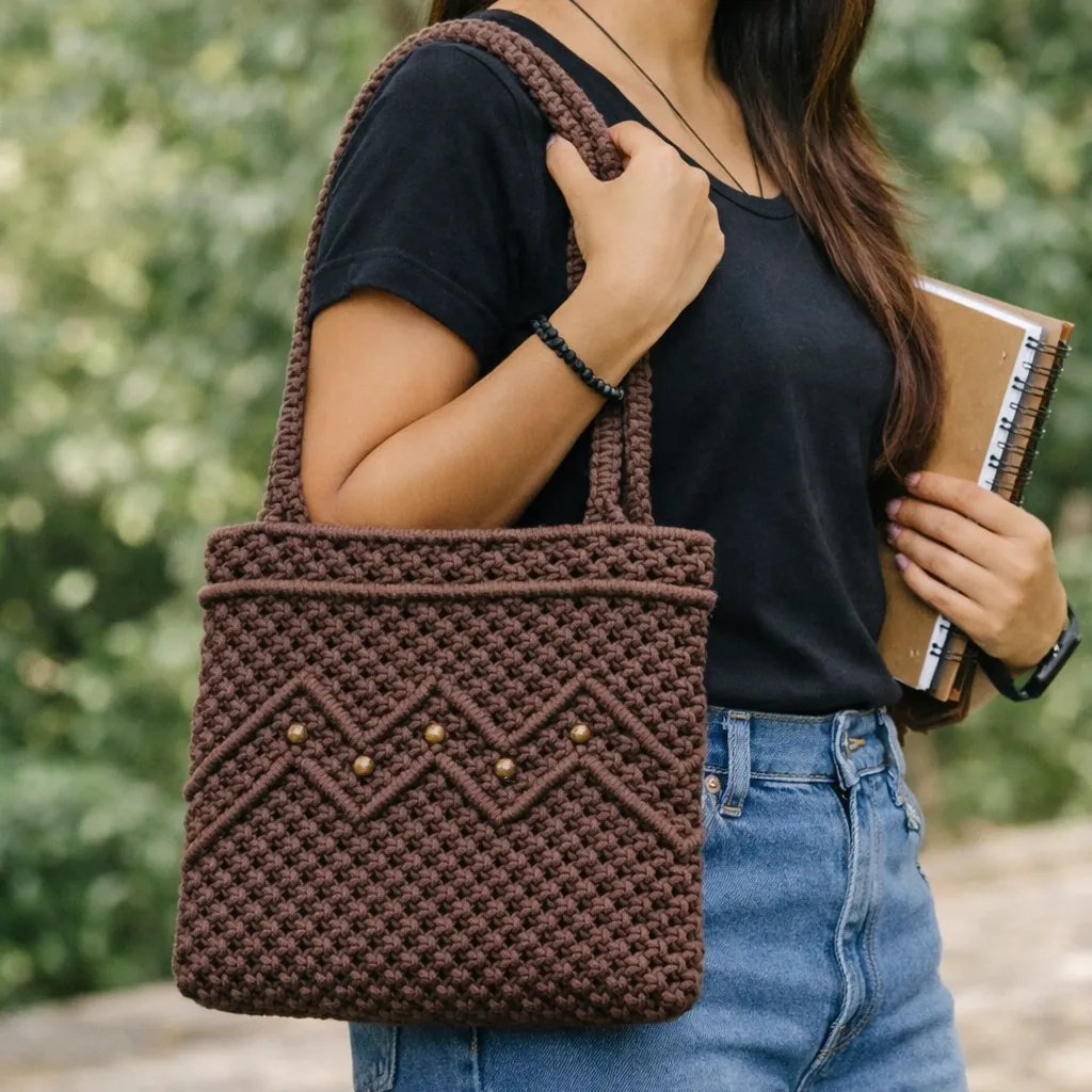 Brown Macrame Sling Bag