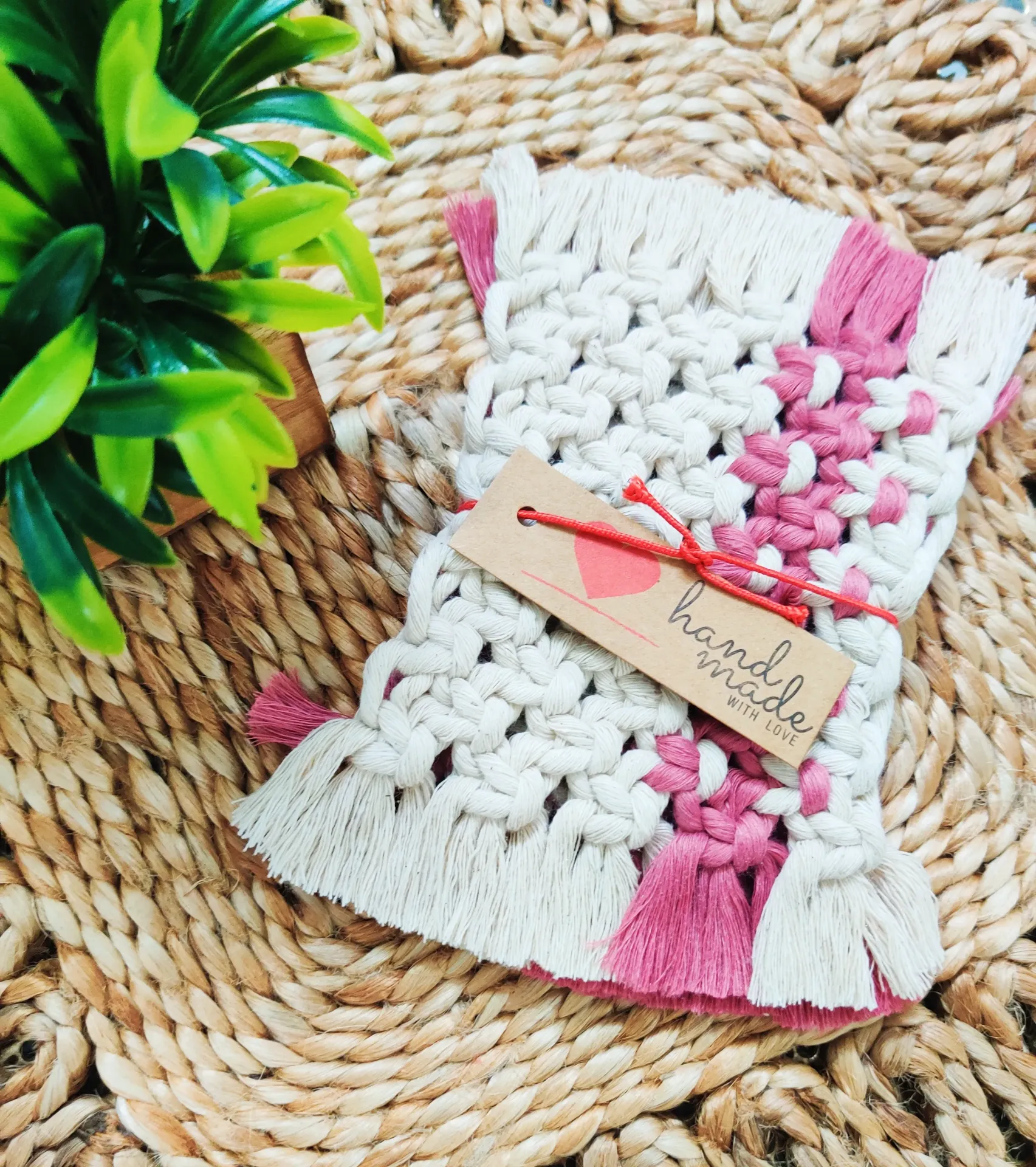 Coasters - White and Pink - Set of 2